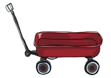 Vintage Red   Pull Mini Wagon Illustration