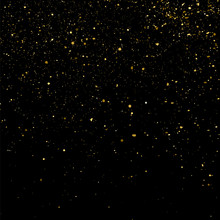 Gold Glitter Texture On A Black Background. Golden Explosion Of Confetti. Golden Grainy Abstract  Texture On A Black  Background. Design Element. Vector Illustration,eps 10.