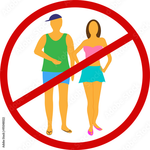 Appropriate attire no summer clothes entry prohibition sign Stock