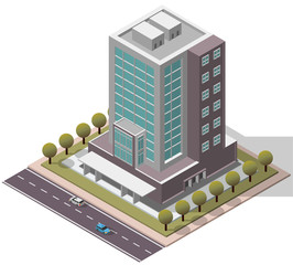 Vector Isometric Office Workplace Building