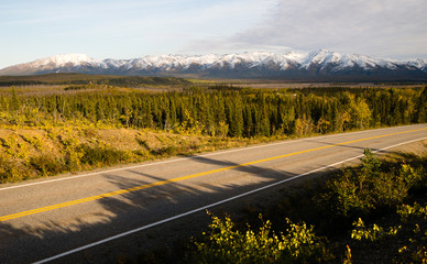 Wall Mural - Highway Passes Through Changing Colors Alaska Mountains Autumn