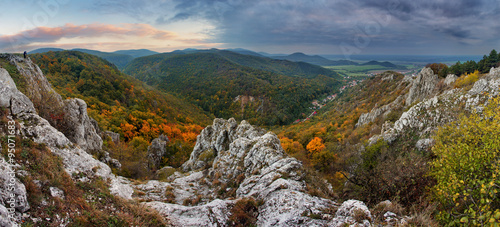 Fototapeta na wymiar Fall forest mountain panorama