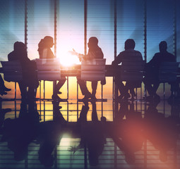 Wall Mural - Group of Business People Meeting Back Lit Concept