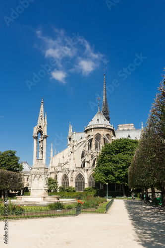 Plakat Katedra Notre Dame de Paris w Paryżu. Francja