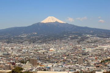 沼津市の街並みと富士山