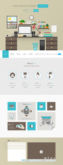 Canvas Print - modern one page flat website template design vector