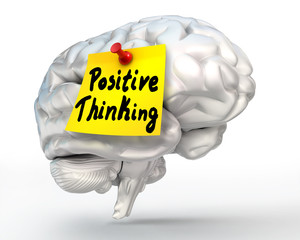 positive thinking note paper on brain