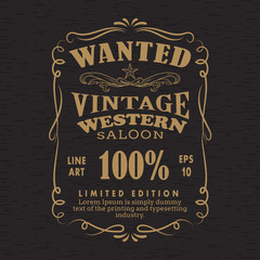 Wall Mural - hand drawn frame label blackboard retro vintage wanted banner ve