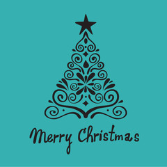 christmas tree illustration. can be used as christmas greeting card.