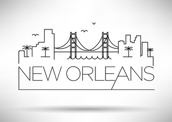 Poster - Linear New Orleans City Silhouette with Typographic Design
