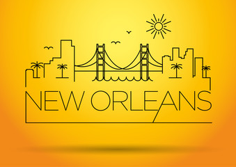 Poster - Linear New Orleans City Silhouette with Typographic Design