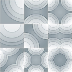 Aufkleber - Set of 9 abstract white and grey circle shapes backgrounds