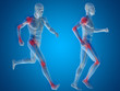 © high_resolution - Conceptual man anatomy with pain or ache on blue background