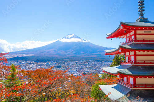 Dekoracja na wymiar  jesienne-liscie-i-gora-fuji-arakurayama-sengen-park