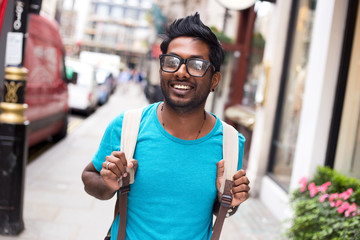 happy indian man in the street