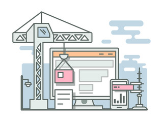 Wall Mural - construction website linear style