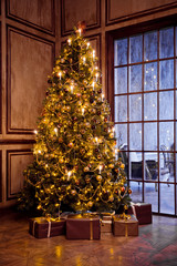 Wall Mural - Classic christmas and New Year decorated interior room