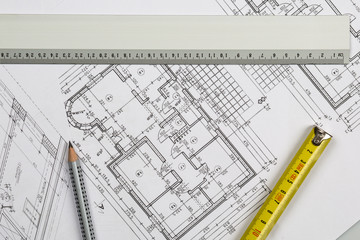 Architect plans construction project drawing, the cost of building a house

