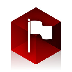 Aufkleber - flag red cube 3d modern design icon on white background