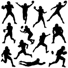 Various Football Players In Silhouette Vectors