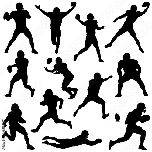 Fotografie, Obraz various football players in silhouette vectors