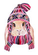 Rabbit with winter hat andscarf