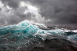 sea wave and dark clouds on background