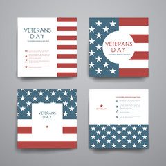 Wall Mural - Set of brochure, poster design templates in veterans day style