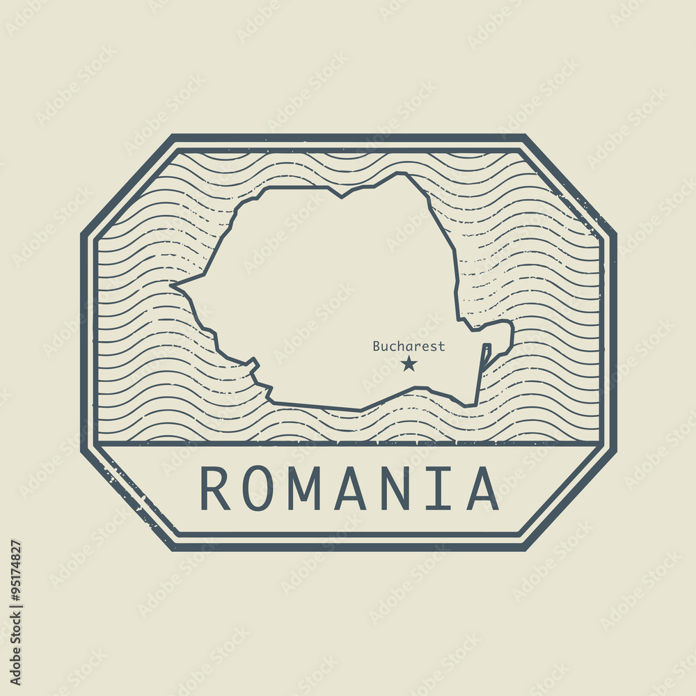 Stamp with the name and map of Romania Stock Vector | Adobe Stock