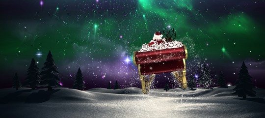 Sticker - Composite image of santa flying his sleigh