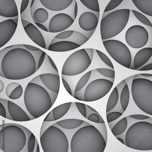 Naklejka na meble 3d vector abstract background, paper layered illustration with cut out circles 