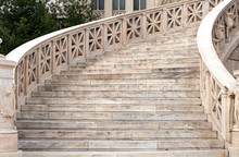 White Marble Staircase In The Library