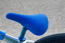 Blue Seat Of Bicycle / Close Up.