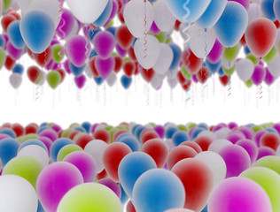 Multi color balloons isolated on white background. Celebration party 3d illustration