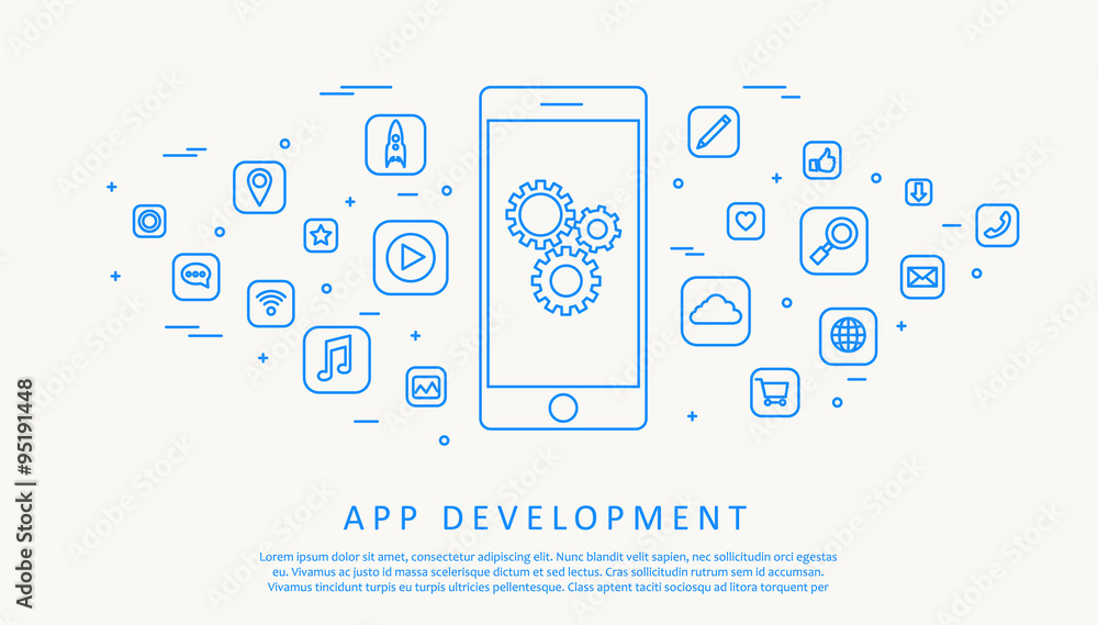 app development thin line design Stock Vector | Adobe Stock