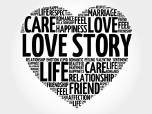 Love Story Concept Heart Word Cloud