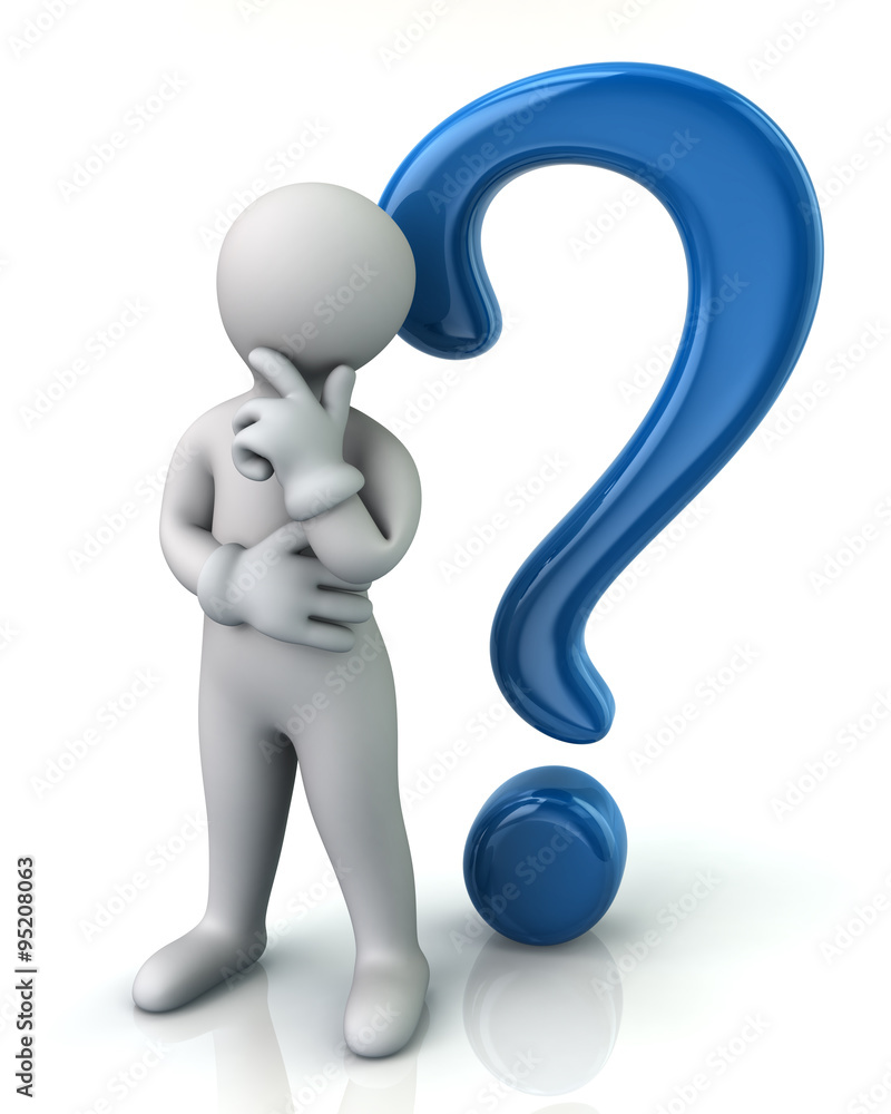 Thinking man and question mark Stock Illustration | Adobe Stock