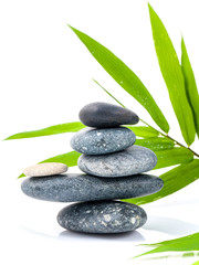  The stacked of Stones spa treatment scene and bamboo leaves with