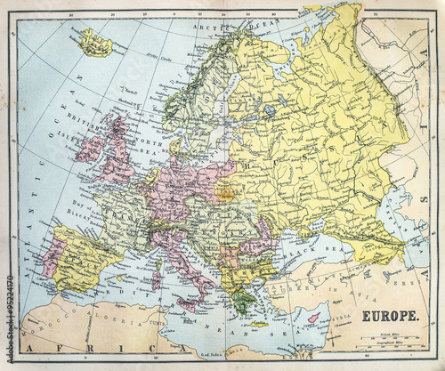 Naklejka samoprzylepna Mapa XIX-wiecznej Europy