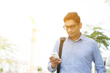 Poster - Indian business people texting using smartphone