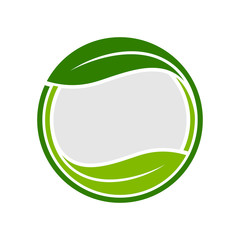 Organic Leaf Circle Emblem Logo Template