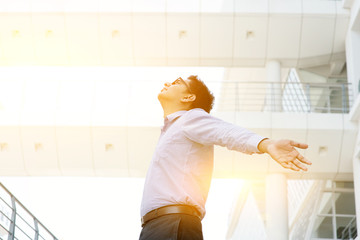 Poster - Asian Indian businessman arms outstretched