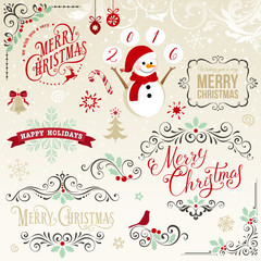 Wall Mural - merry christmas elements