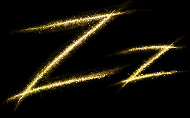 Wall Mural - z letter of gold glittering stars dust flourish tail