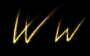 Wall Mural - w letter of gold glittering stars dust flourish tail