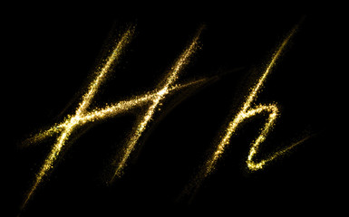 Wall Mural - h letter of gold glittering stars dust flourish tail