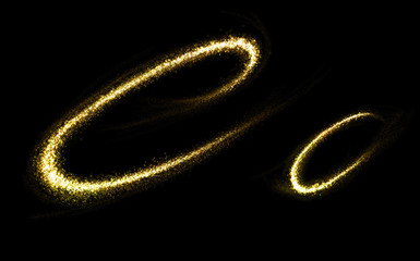 Wall Mural - c letter of gold glittering stars dust flourish tail