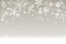 Abstract Winter Background With Falling Snowflakes And Snow