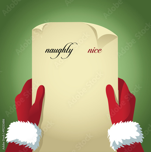 Fotografie, Obraz Santa checking his naughty and nice list