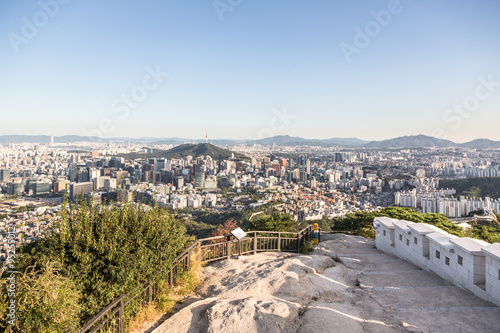 Stampe Aerial view of Seoul, South Korea capital city
